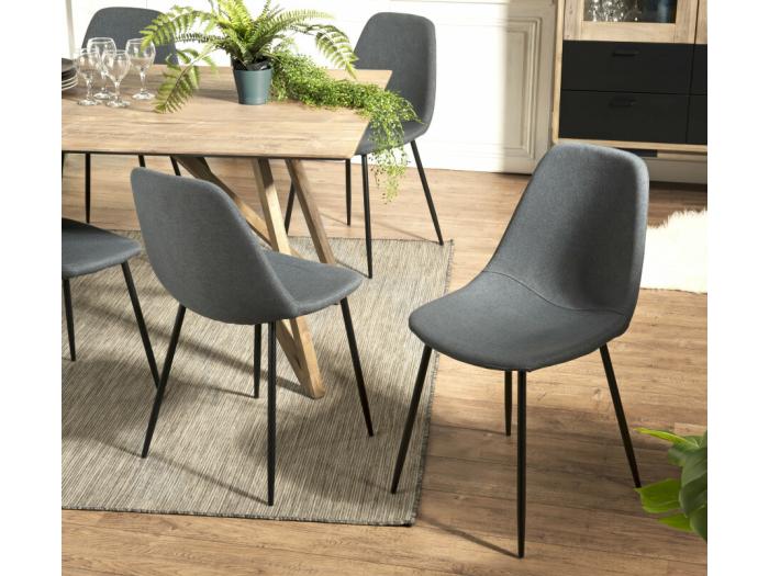 AUGUSTIN Lot de 2 chaises tissu anthracite pieds métal noir