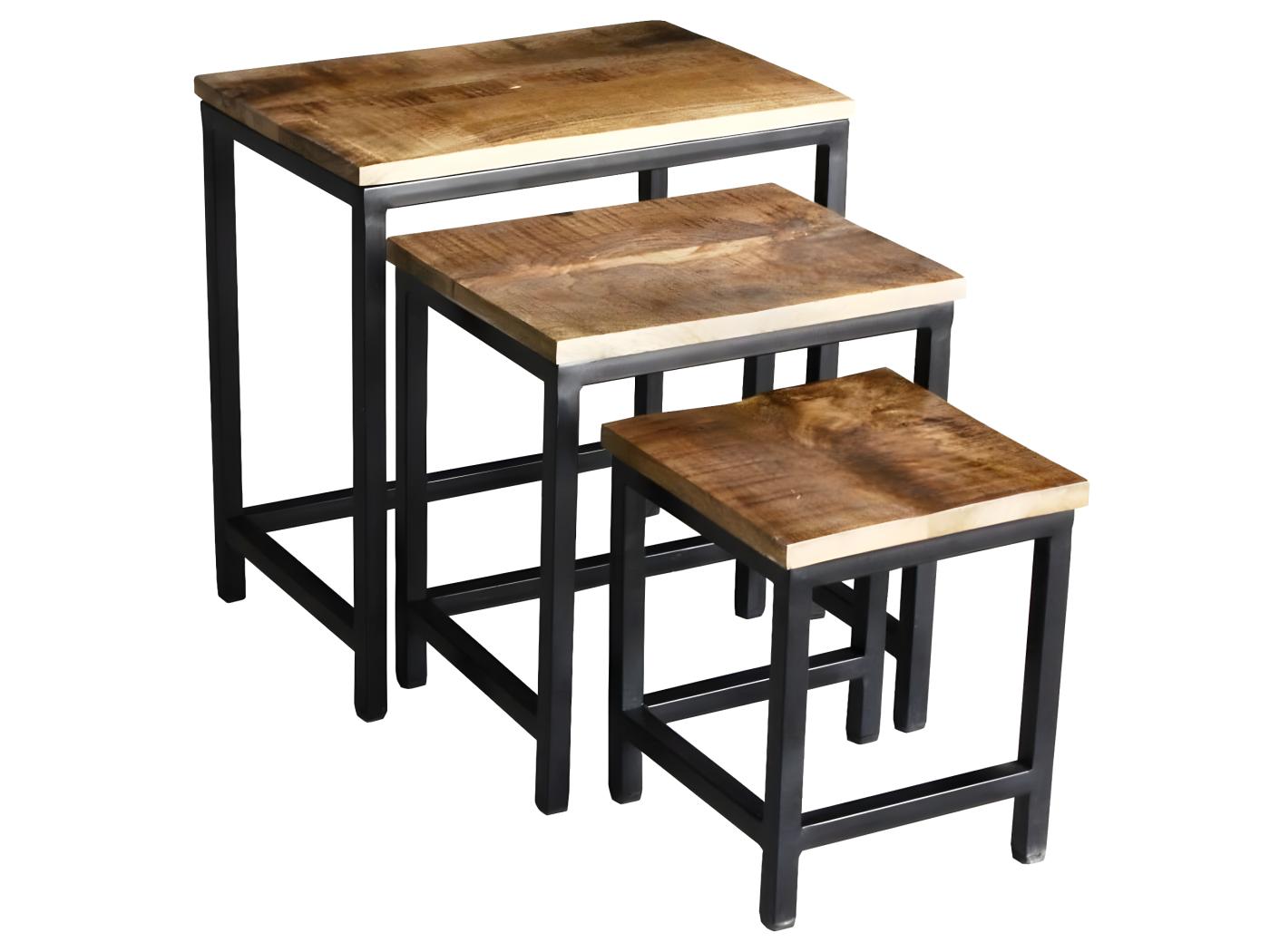 Rousseau Ensemble De Tables D Appoint Pcs Akra Bois De Mangolia