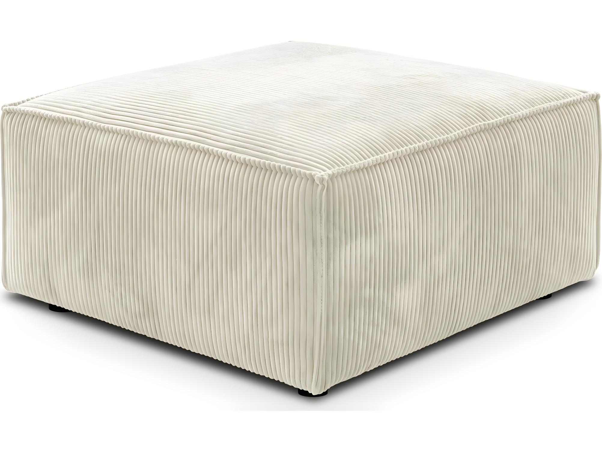 Pouf en velours côtelé beige Livia