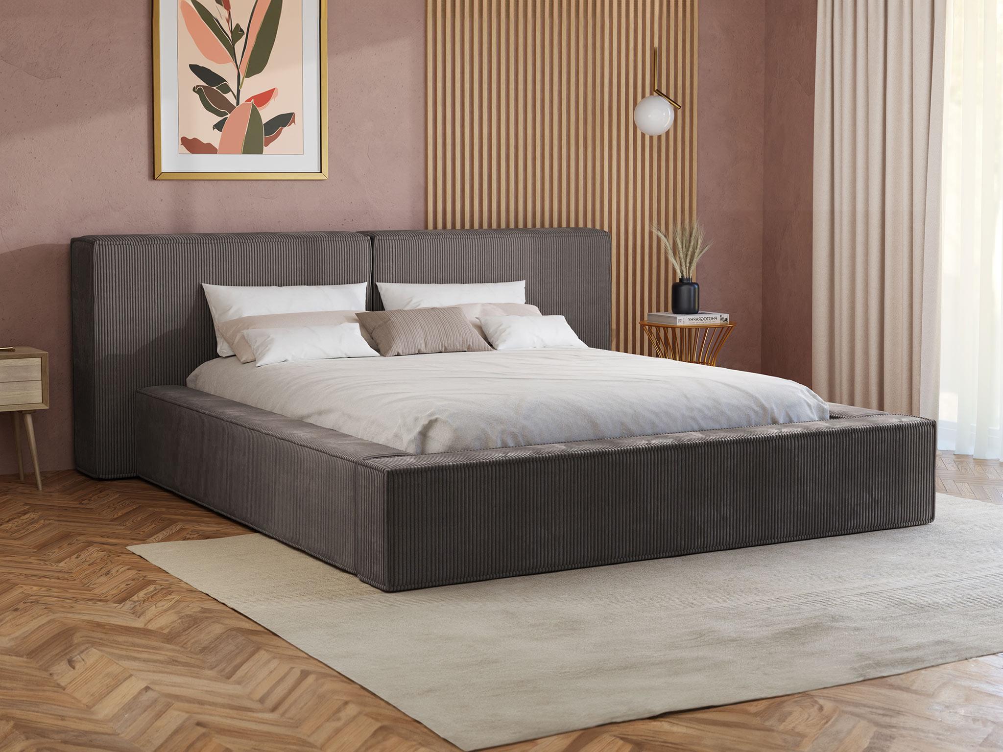 Lit Coffre X Cm En Velours C Tel Taupe Matelas Timano