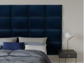 Panneau décoratif tête de lit en velours bleu L200 cm BARTEL