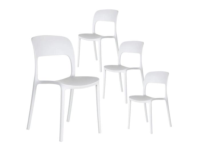 FAOH Lot de 4 Chaises Ajourées Empilables PP Blanc