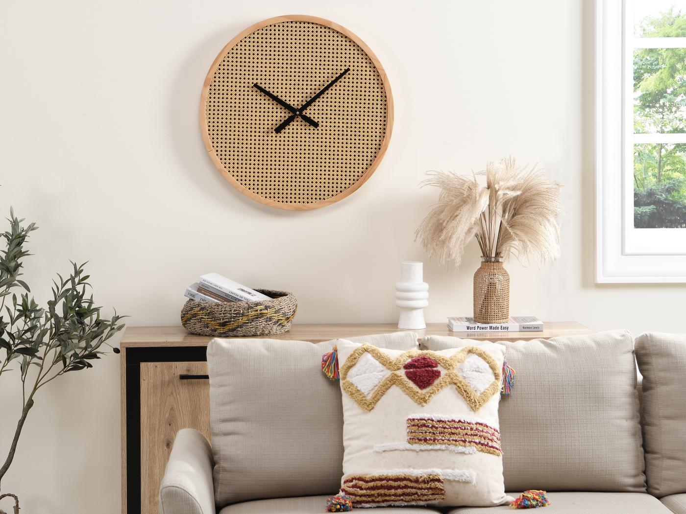 Horloge Murale En Cannage D Cm Mdf Et Bois Naturel Fietra