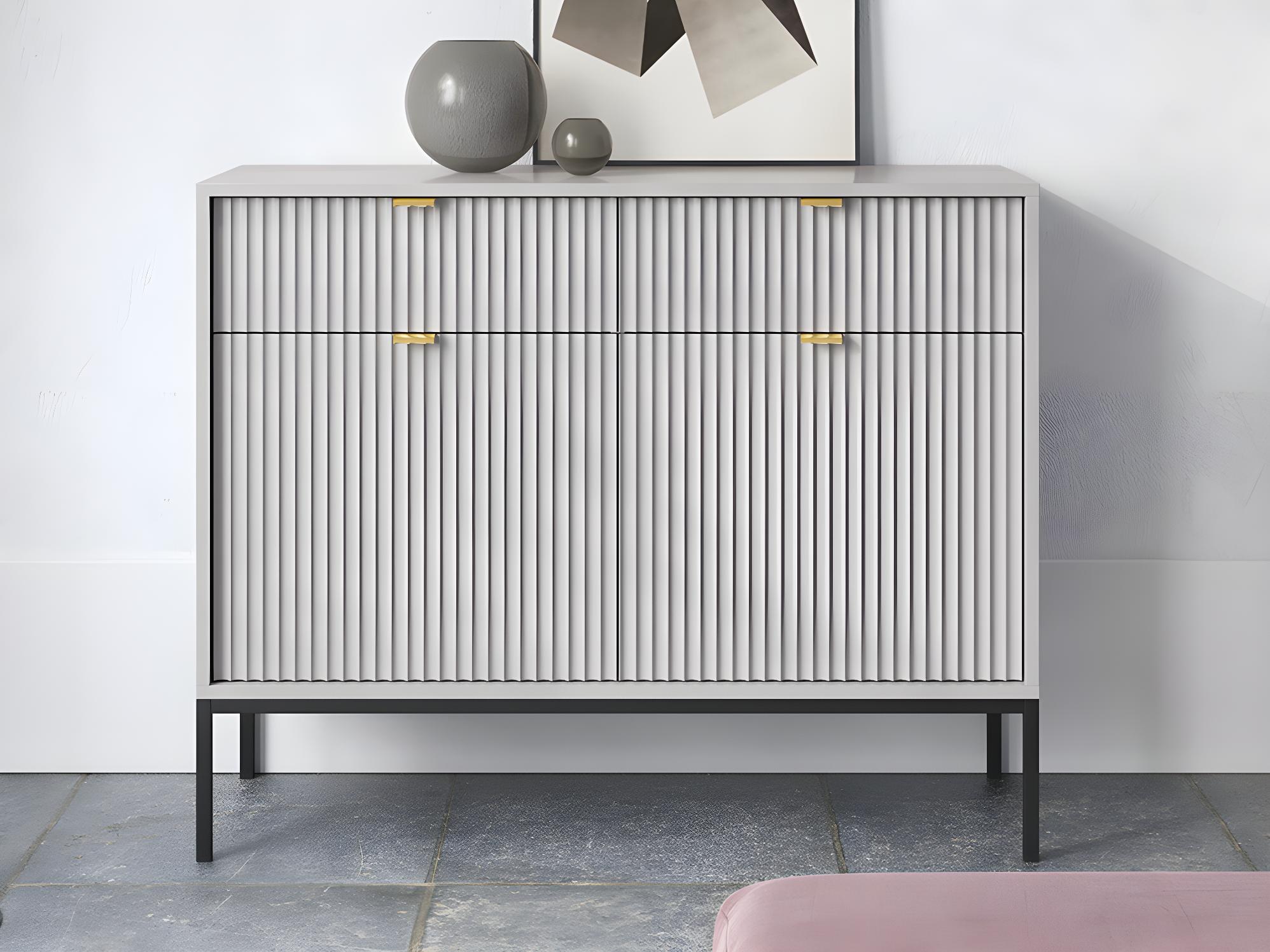 Credenza Con 2 Ante E 2 Cassetti Colore Grigio LIOUBA