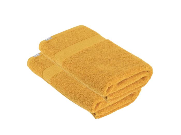 Lot De Draps De Bain Tissu Ponge Coton Jaune Moutarde X Cm