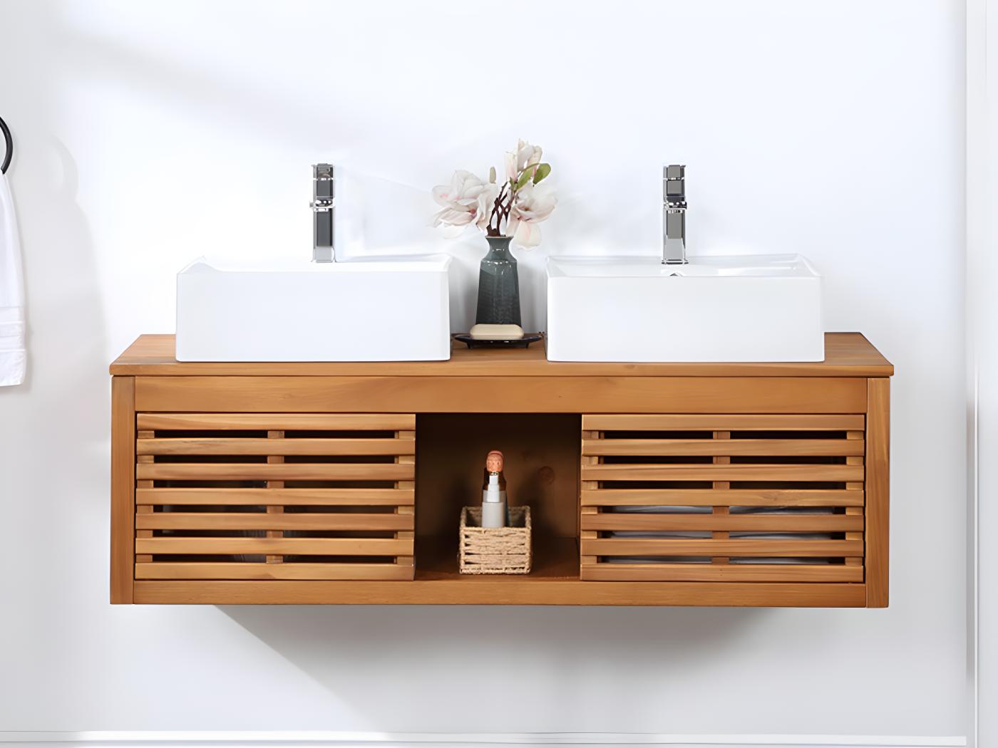 Mueble Doble Lavabo De Madera De Acacia Mueble De Ba O Cm Penebel