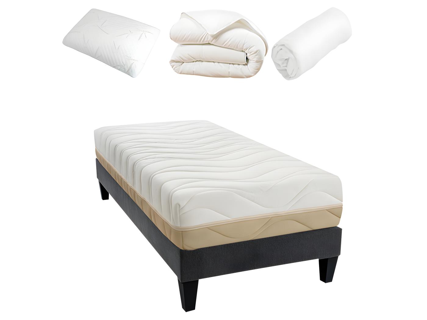 BELLECOUR LITERIE Pack Prêt à dormir LEMAN 90x190 cm Matelas Mousse