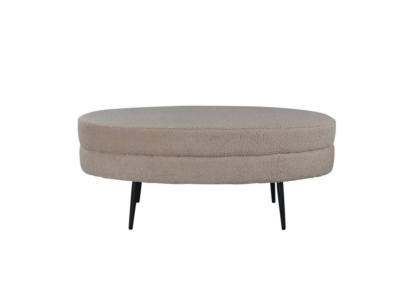 Otto Poef Hocker Teddystof Beige Zwart