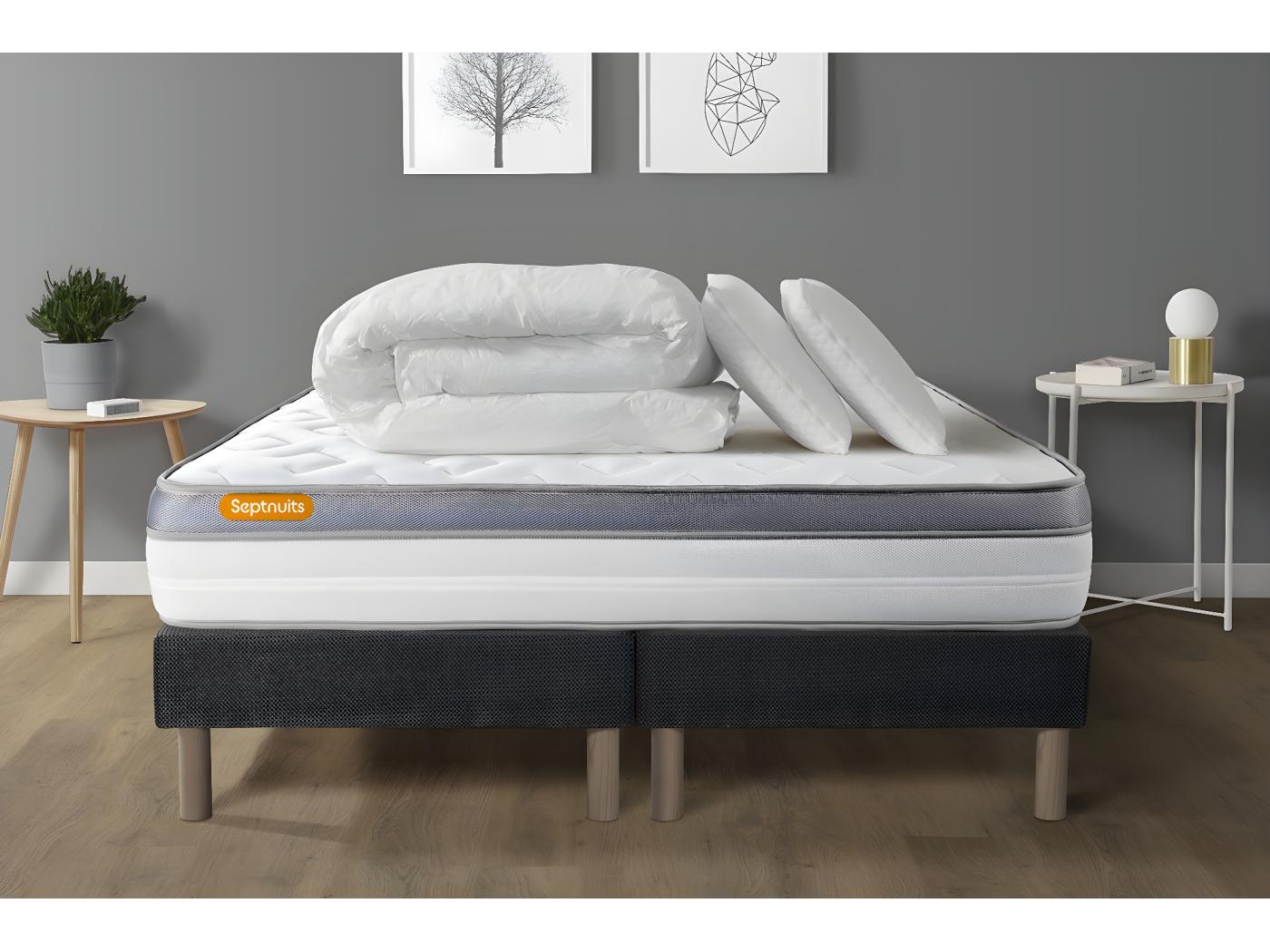 Pack Matelas X Double Sommiers Gris X Memo Zen Mousse