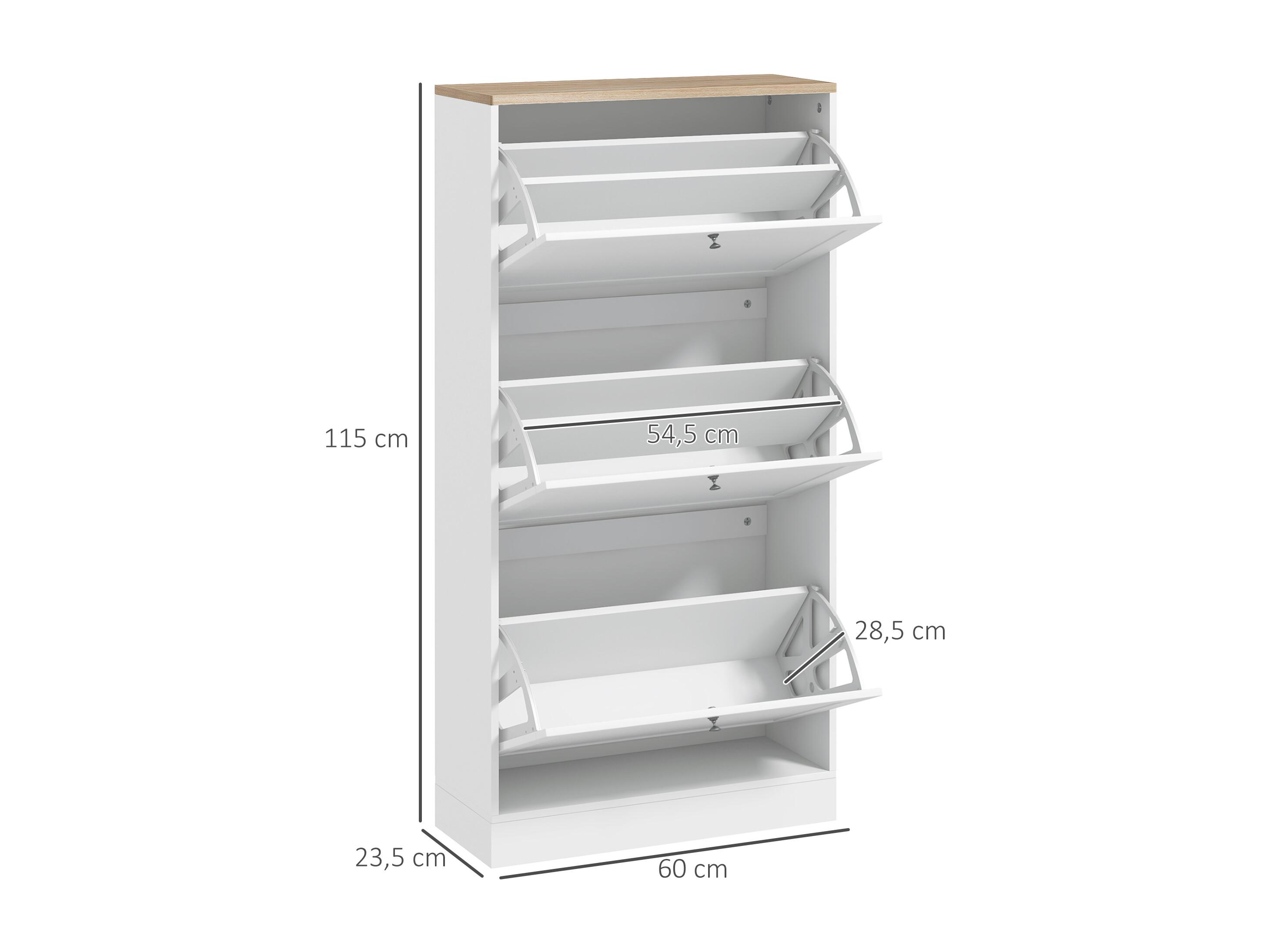 Armoire à chaussures 3 portes abattantes 2 compartiments panneaux