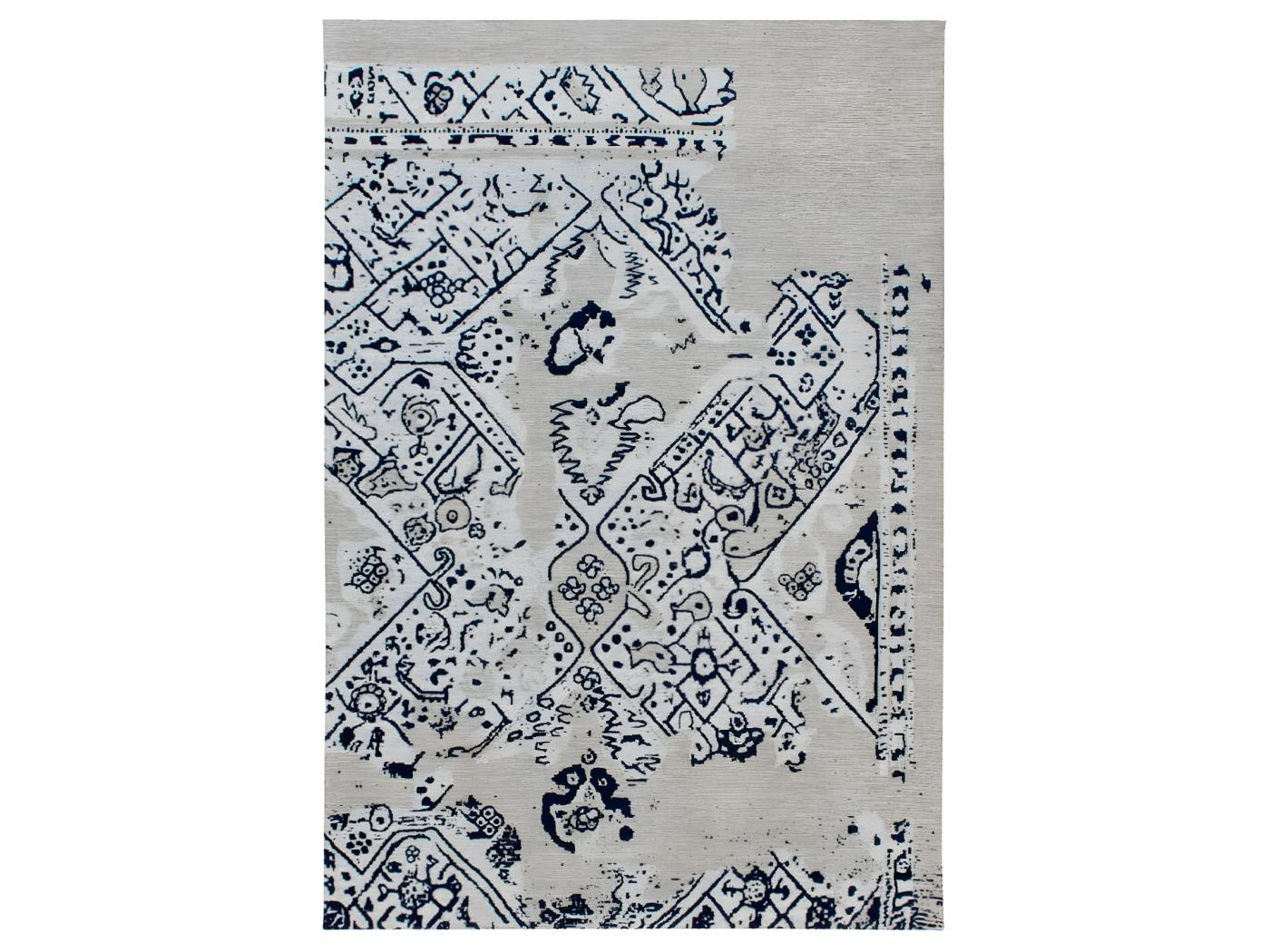 Tapis Kilim 155x230 GEO ABSTRA Gris Fait Main En Coton Certification