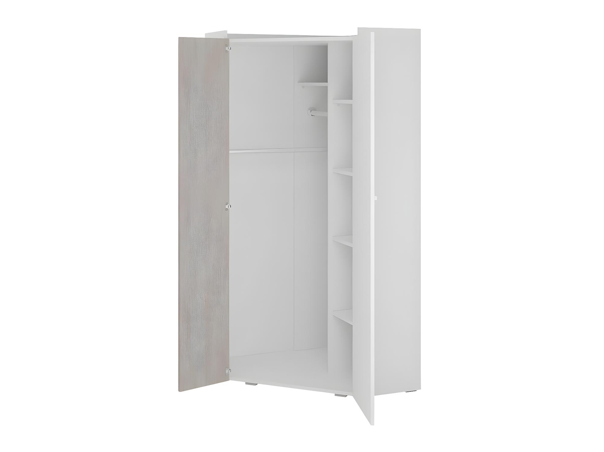 Armoire d angle Omaha N120 Blanc Chêne blanchi Gris 190x90x90cm