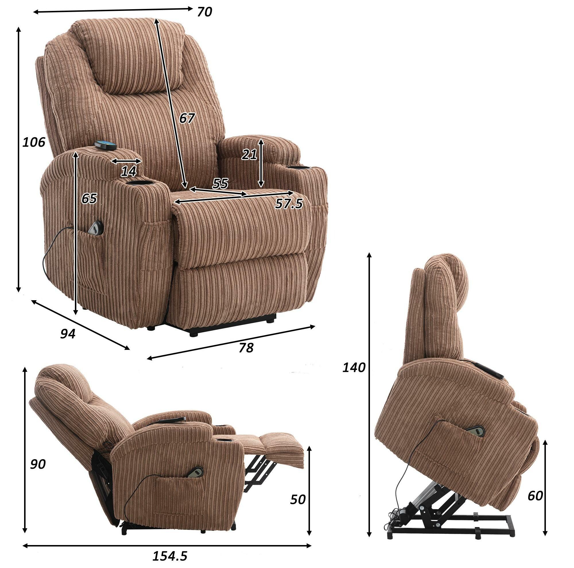 Fauteuil relax électrique avec fonctions de chauffage et de vibration