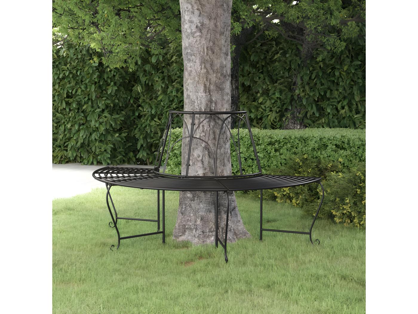 Banc Demi Circulaire Tour D Arbre Cm Noir Acier