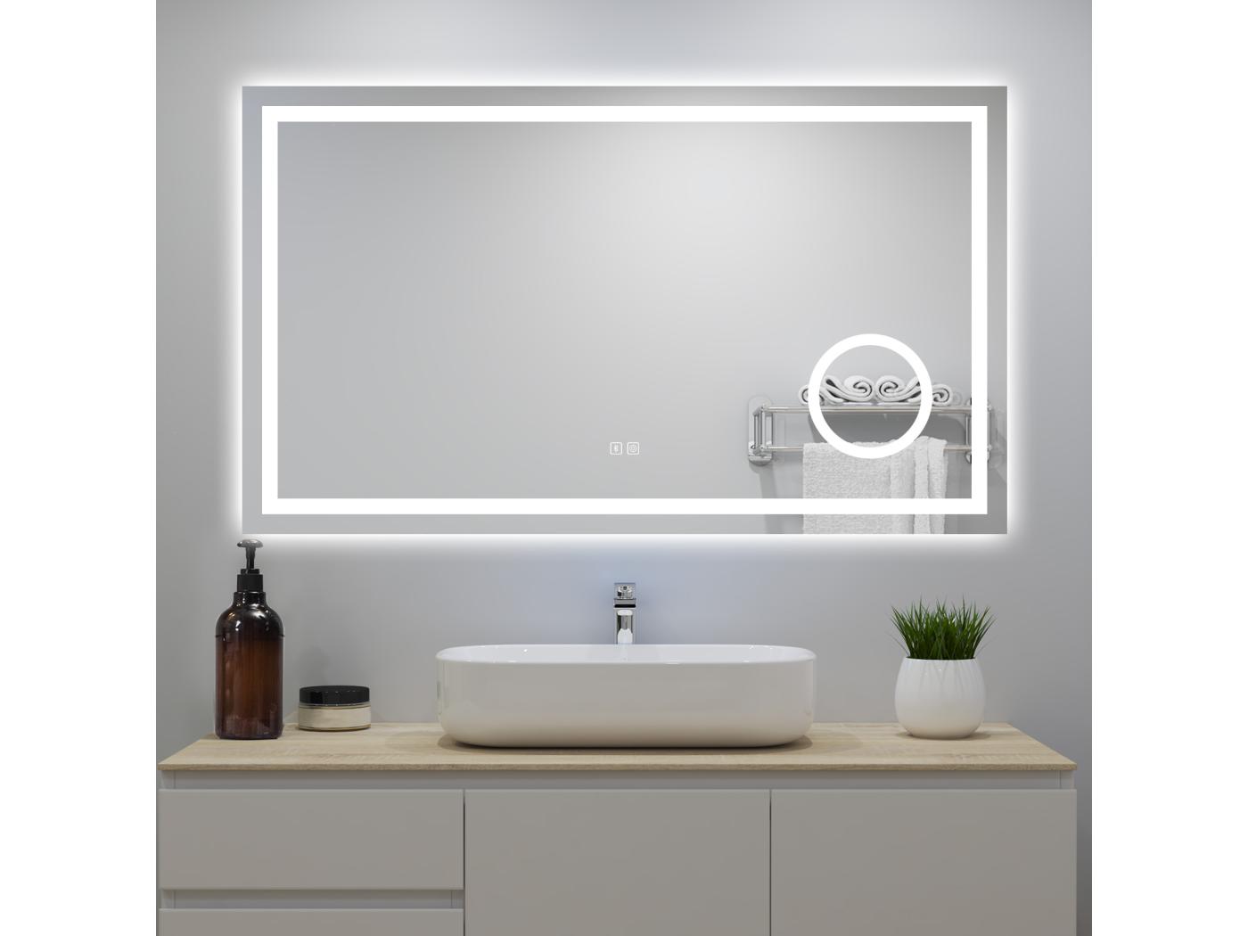 Miroir Lumineux Avec Bluetooth X Cm Couleurs Dimmable Anti