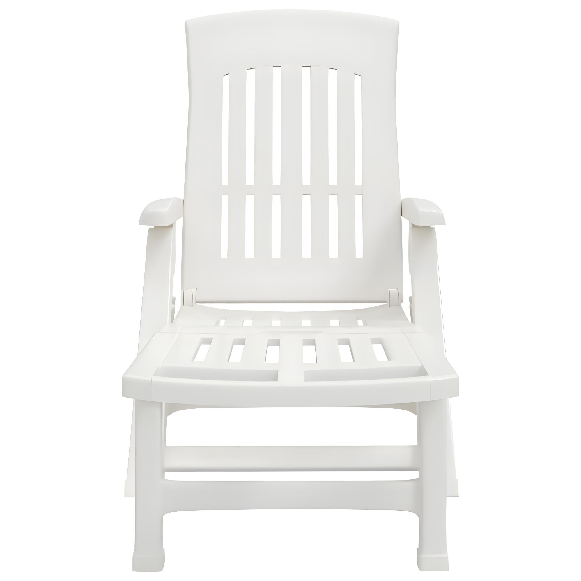 Chaise Longue Pliable Avec Roues Blanc PP