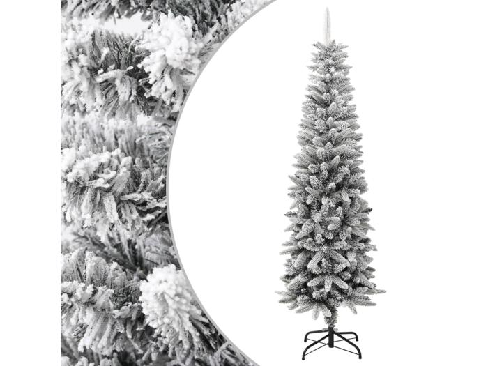 Sapin de Noël artificiel mince avec neige floquée 180 cm PVC PE