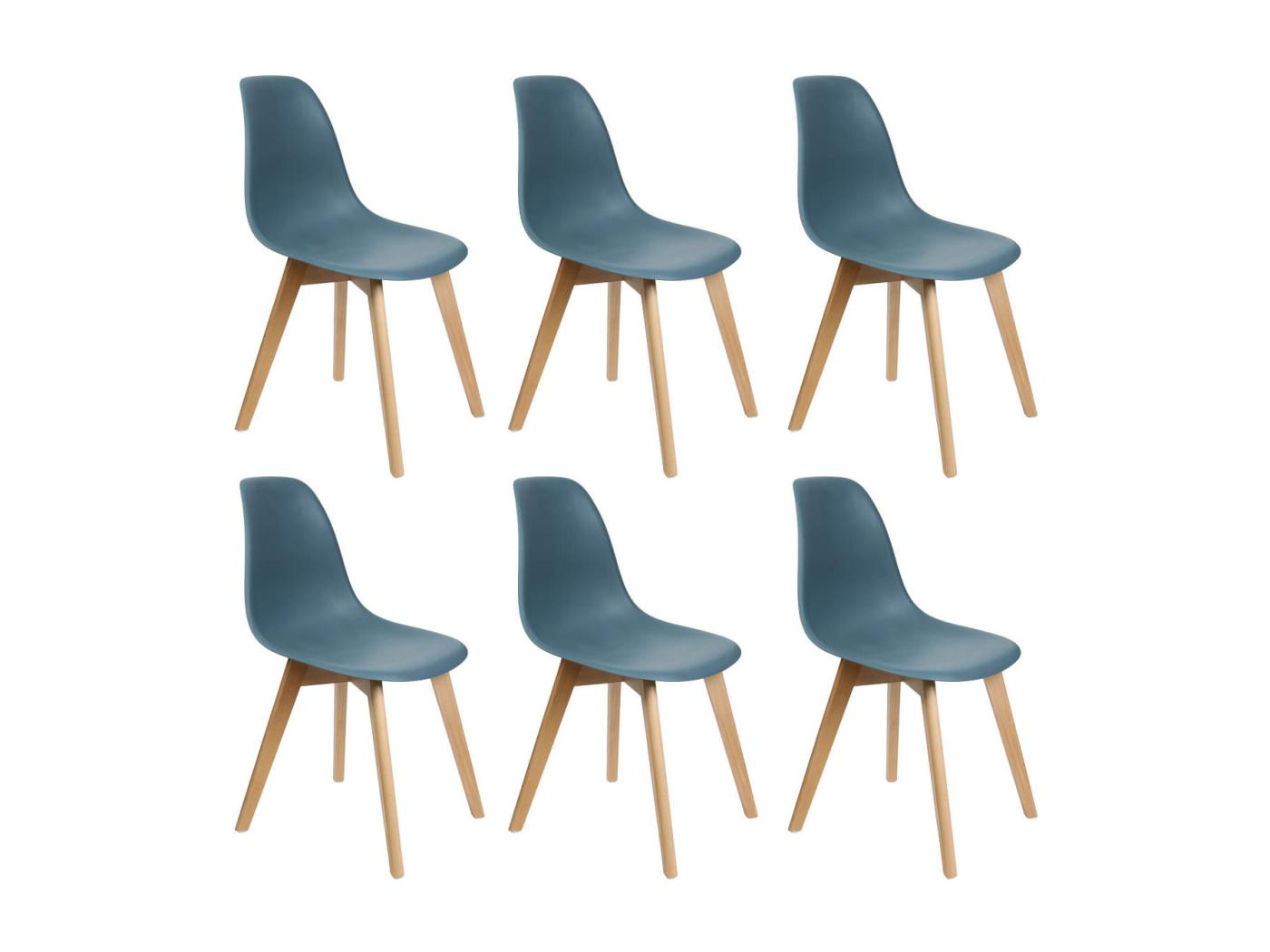 MELYA Lot De 6 Chaises Scandinaves Bleu Canard