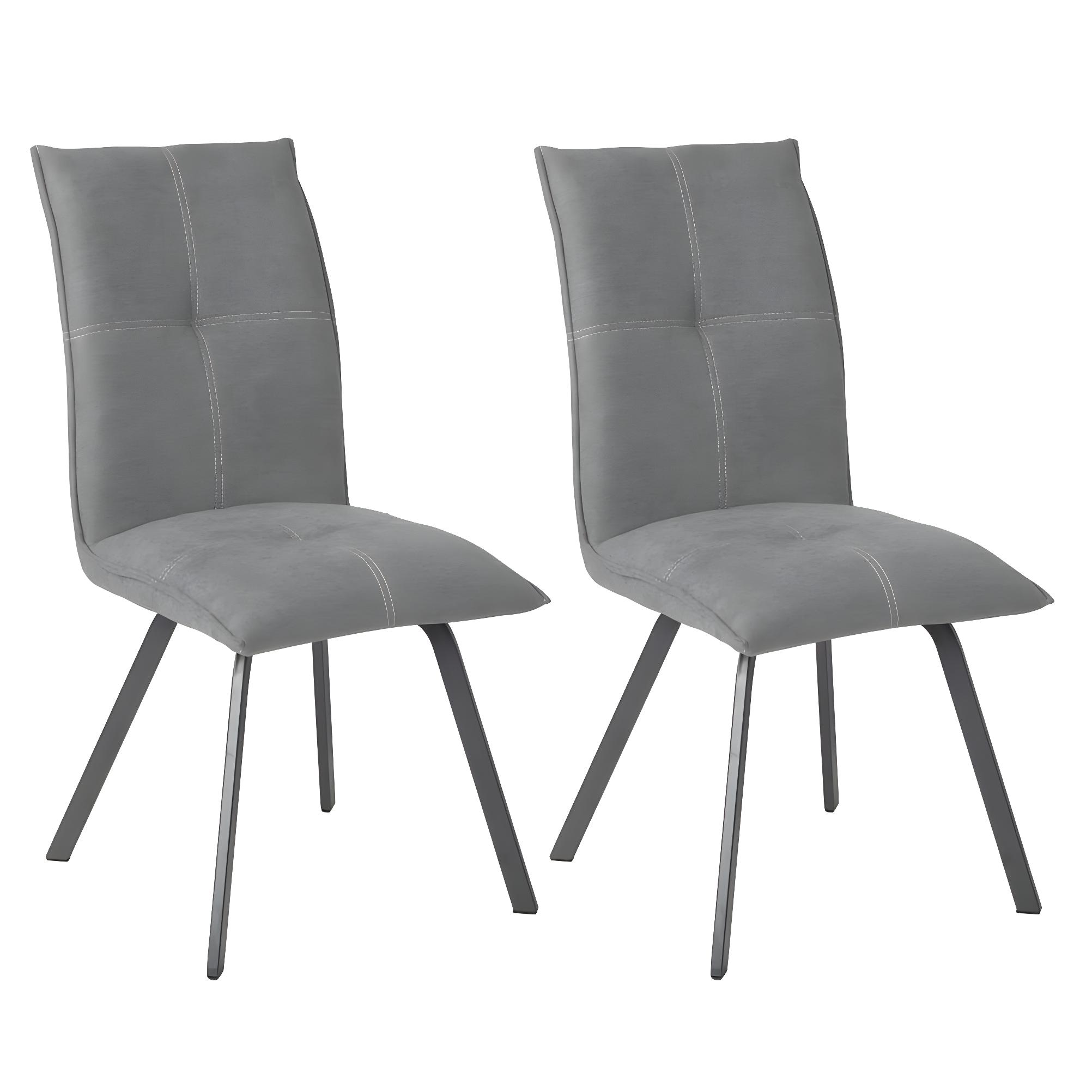 BISPO Lot De 2 Chaises Tissu Coloris Gris Anthracite