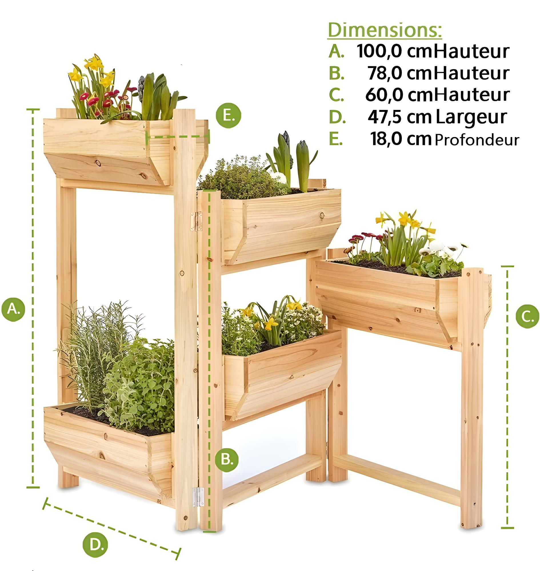 Carr Potager Sur Pied En Bois De Pin Massif Avec Bacs Stable