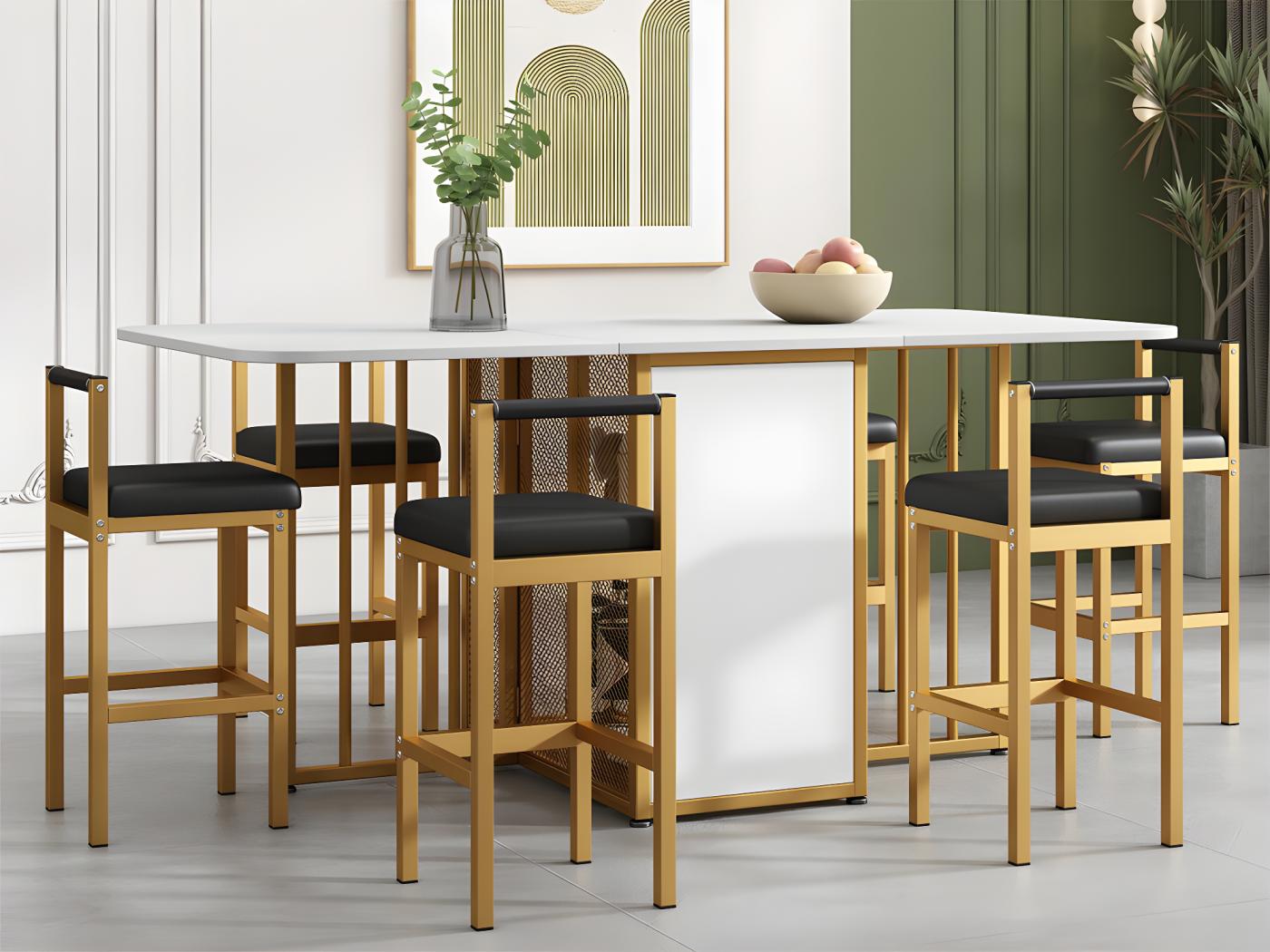 Set Tafel En 6 Stoelen Uitschuifbare Klaptafel Stoelen Met