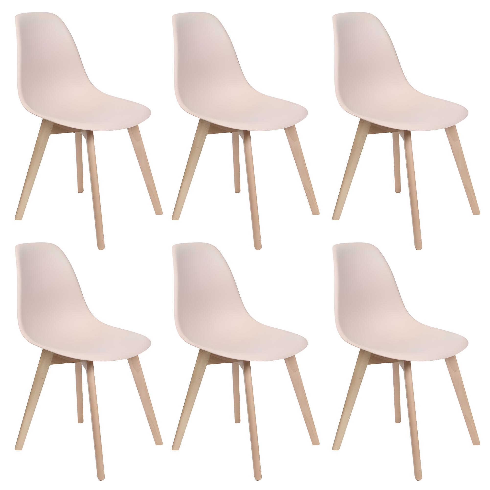 MELYA Lot De 6 Chaises Scandinaves Roses