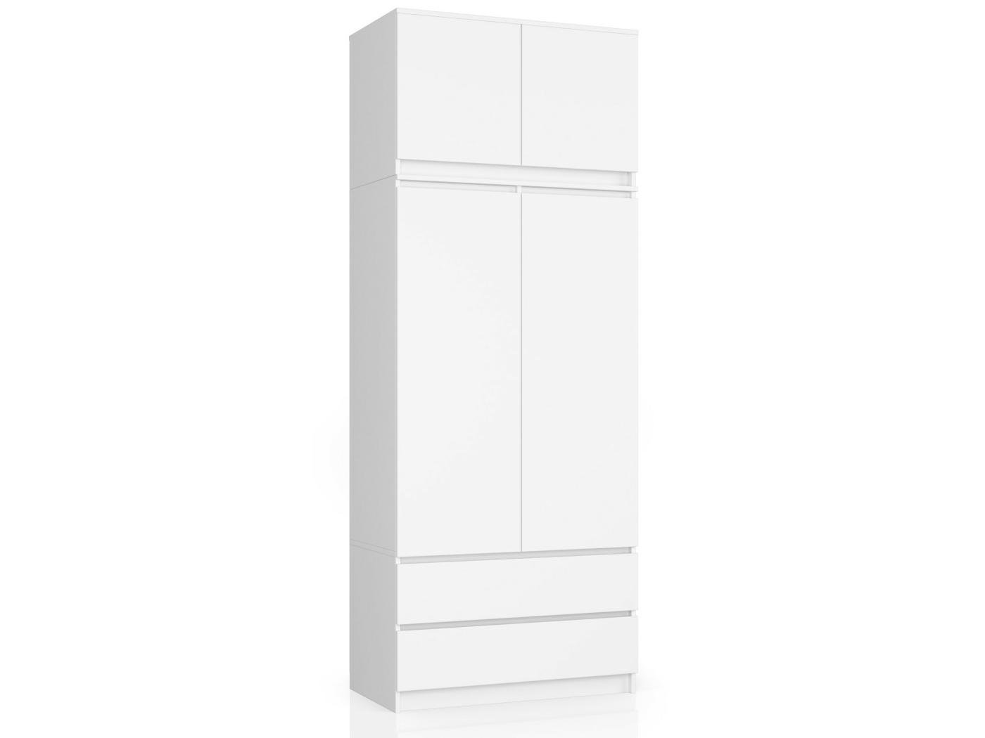 Armoire Avec Surmeuble AKORD S90 Blanche 90 Cm 2 Portes 2 Tiroirs