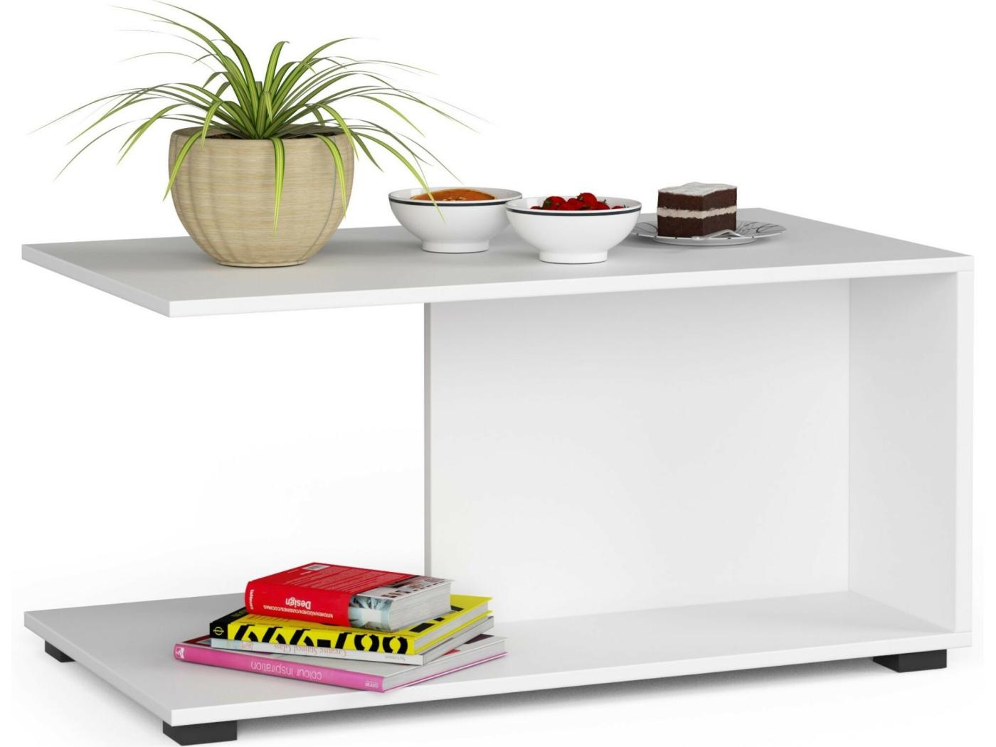 Table à café AKORD table basse MARGO Blanche 90 cm couleur Blanc