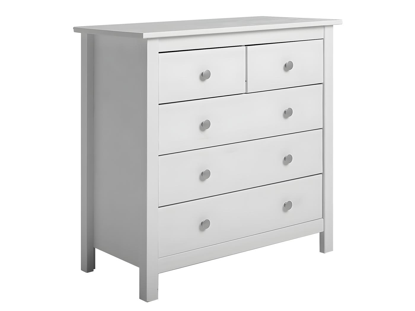 FRED Commode 5 Tiroirs Bois Massif Coloris Blanc