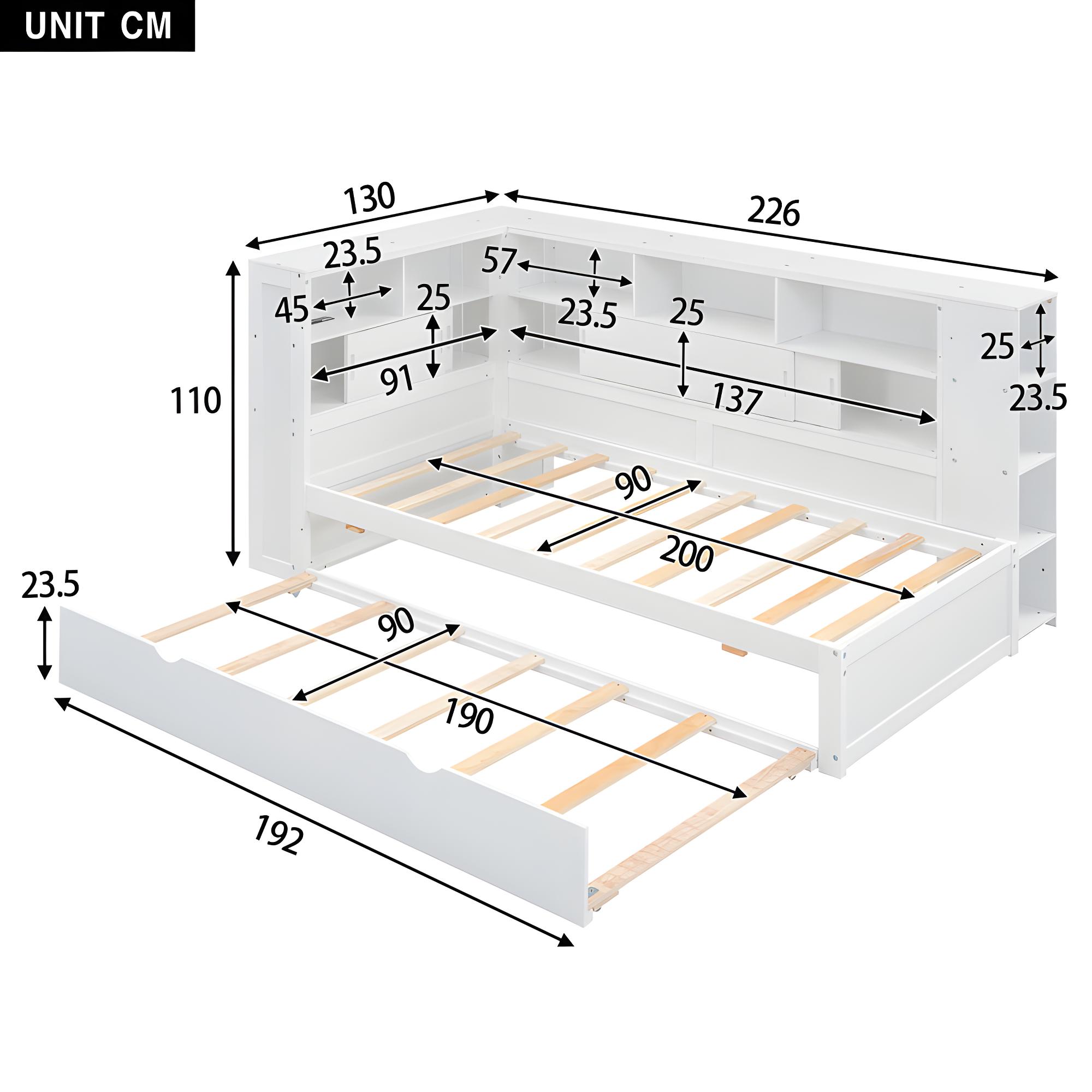 Ausziehbares Bett Aus Massivholz X Cm Mit Usb Ladeanschl Ssen