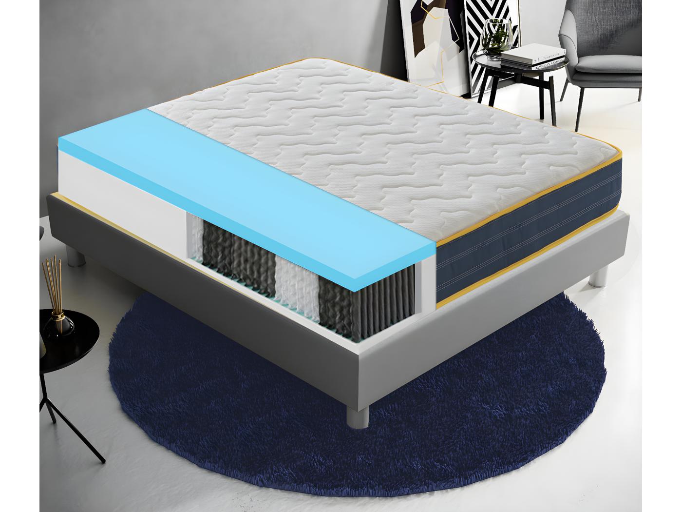 Matelas ressorts ensachés et mousse mémoire à 9 zones différenciées