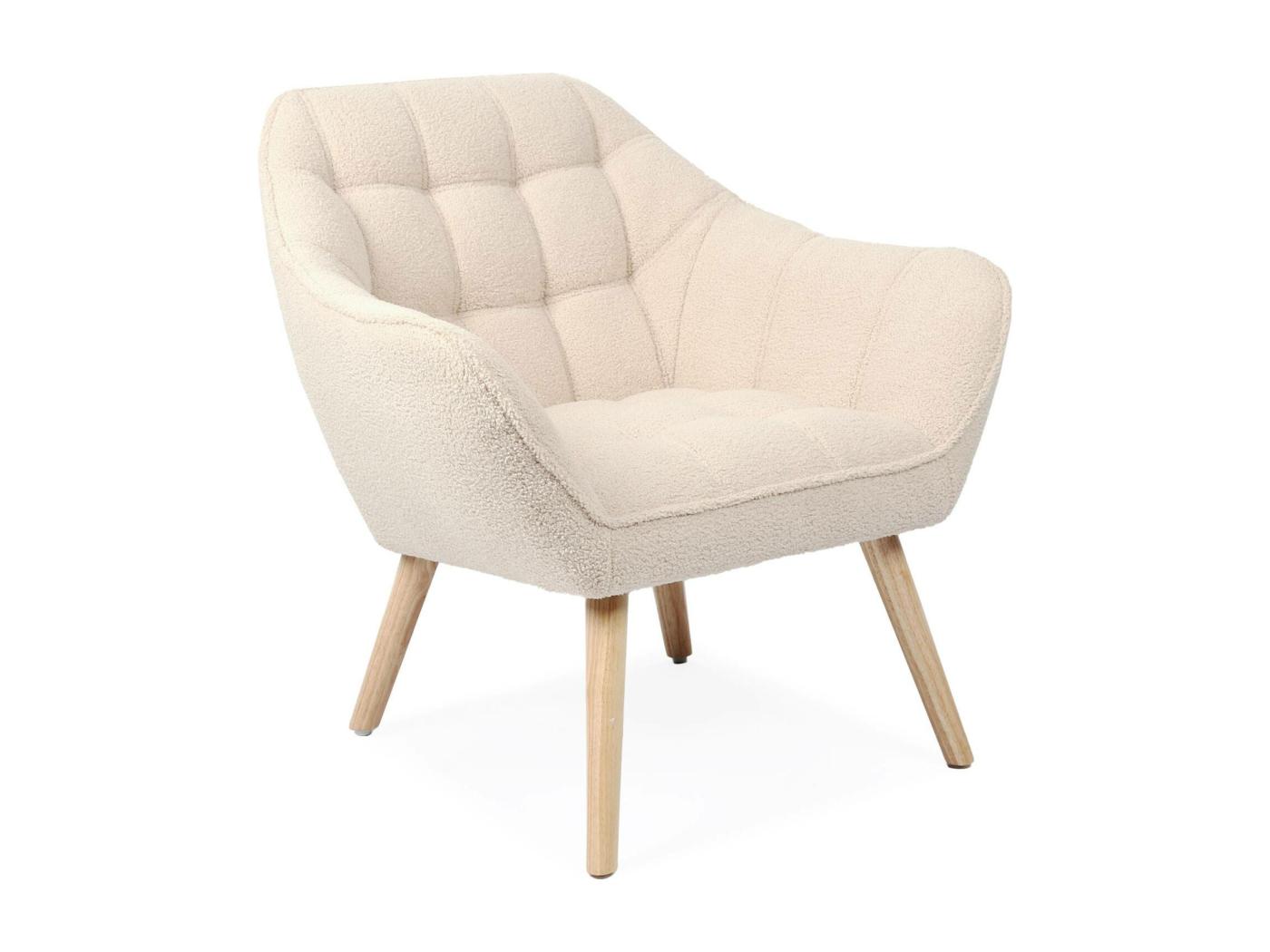 Fauteuil Scandinave Zentao Tissu Bouclette Beige