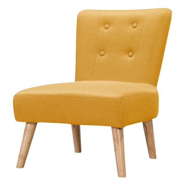 Ulrik Fauteuil Scandinave Tissu Curry Pieds Bois