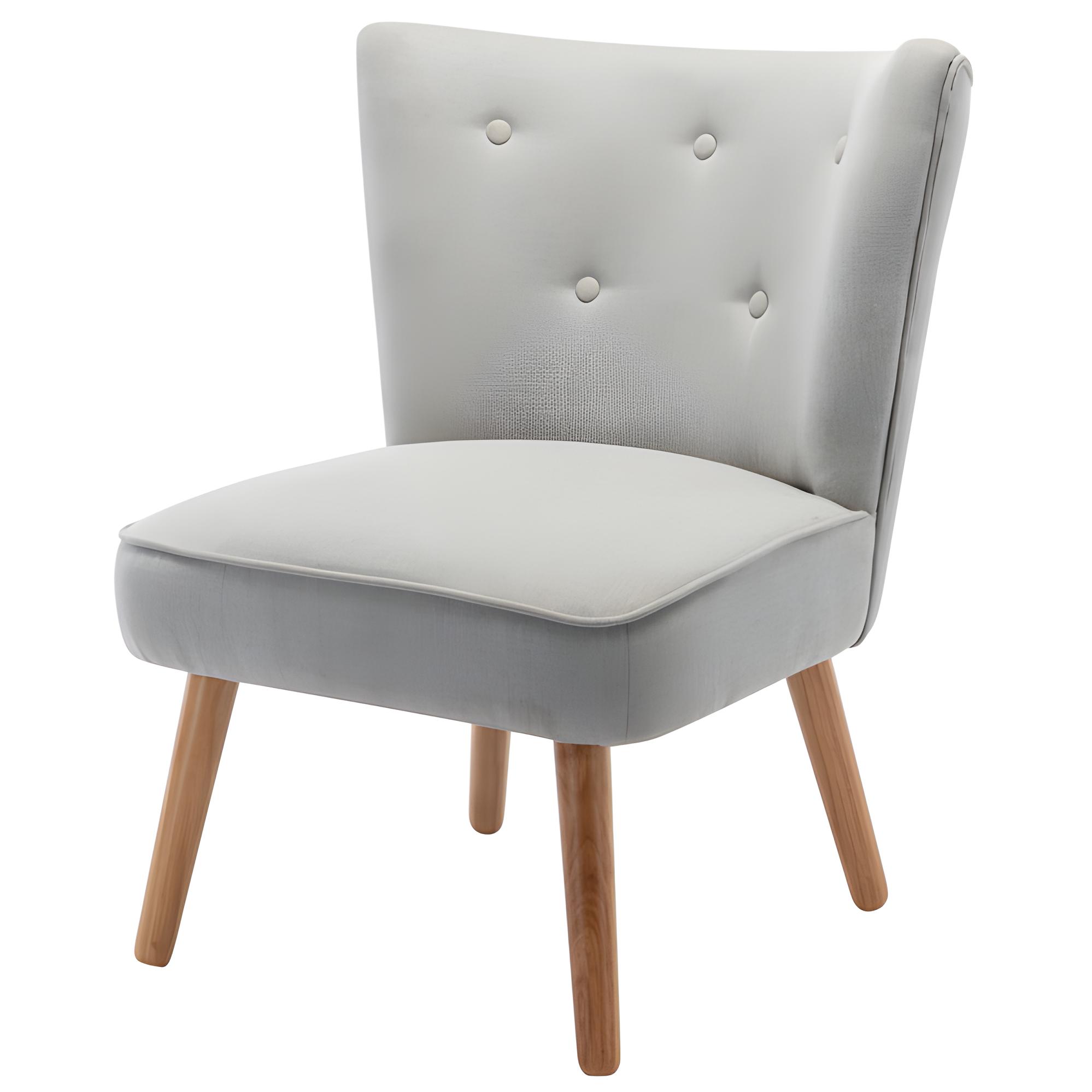 MALCOLM Fauteuil Scandinave Tissu Gris Clair Pieds Bois