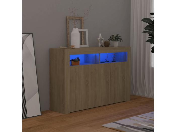 Buffet avec lumières LED chêne sonoma 115 5x30x75 cm QWE76540