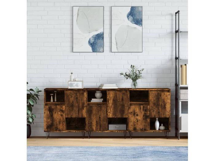 Sideboards im 3er Set Lowboards Räuchereiche Holzwerkstoff RM25970