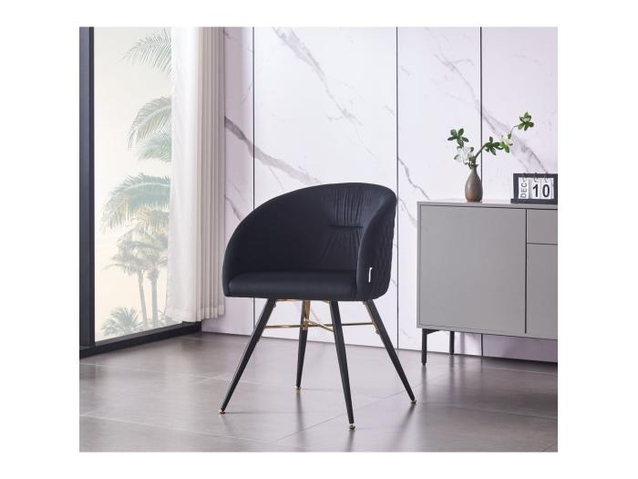 VITTORIO Fauteuil Chaise de Salle à Manger en Velours Pieds Noirs