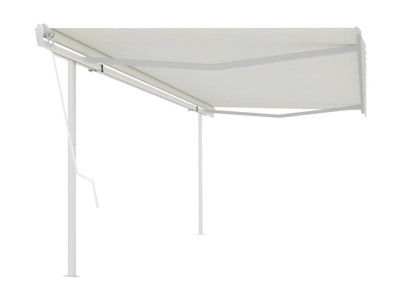 Toldo retráctil automático con postes crema 5x3 m ES59396