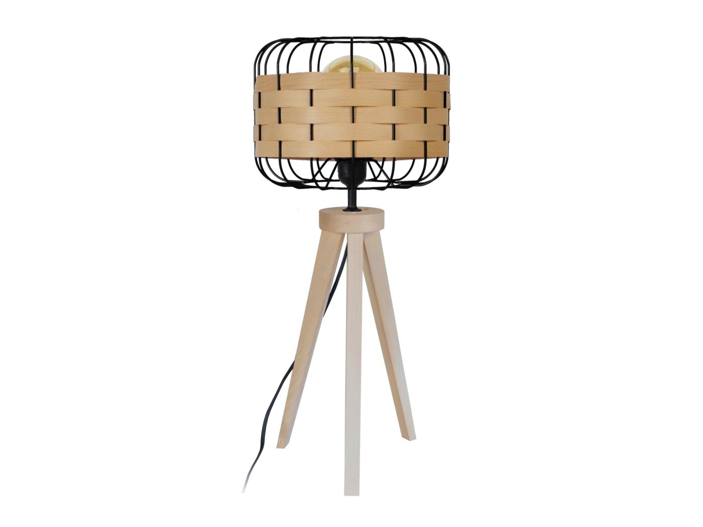 Tress Bago C Lampe A Poser Tr Pied Bois Naturel Et Noir