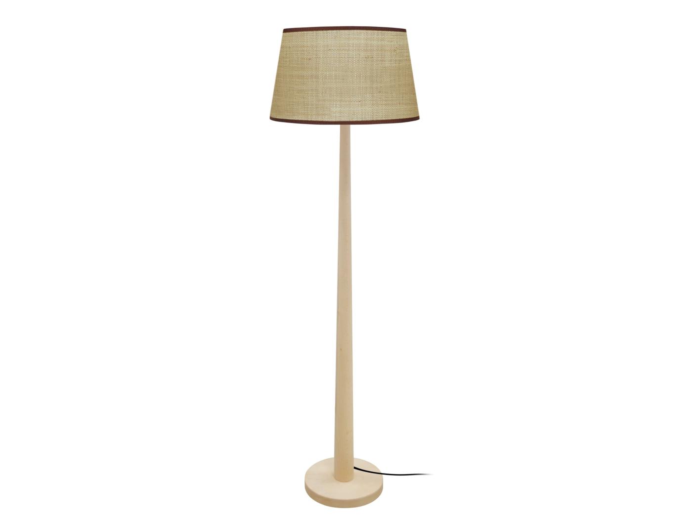 TALIN Lampadaire Droit Bois Naturel Et Paille