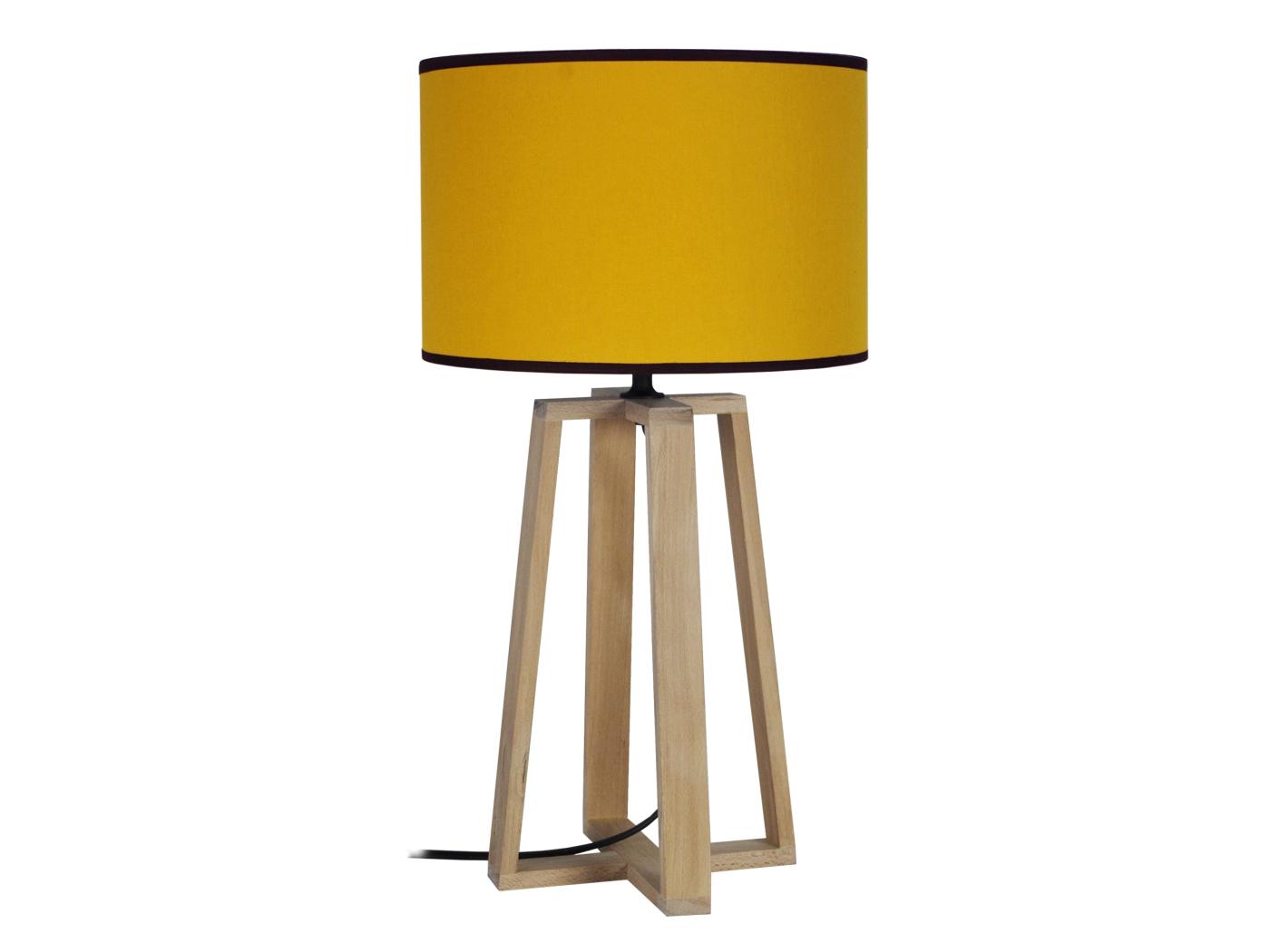 MANON Lampe De Chevet Colonne Bois Naturel Et Jaune