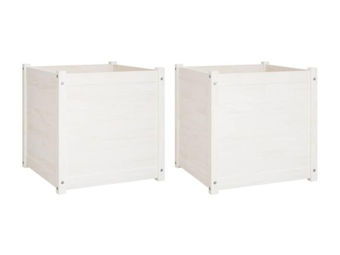 Jardinières d extérieur 2 pcs Blanc 60x60x60 cm Bois de pin