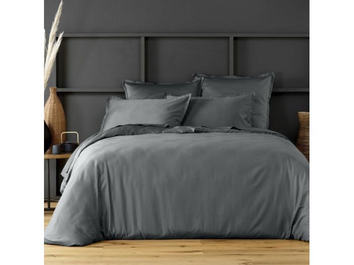 Housse De Couette Satin De Coton Gris Fonc X Cm