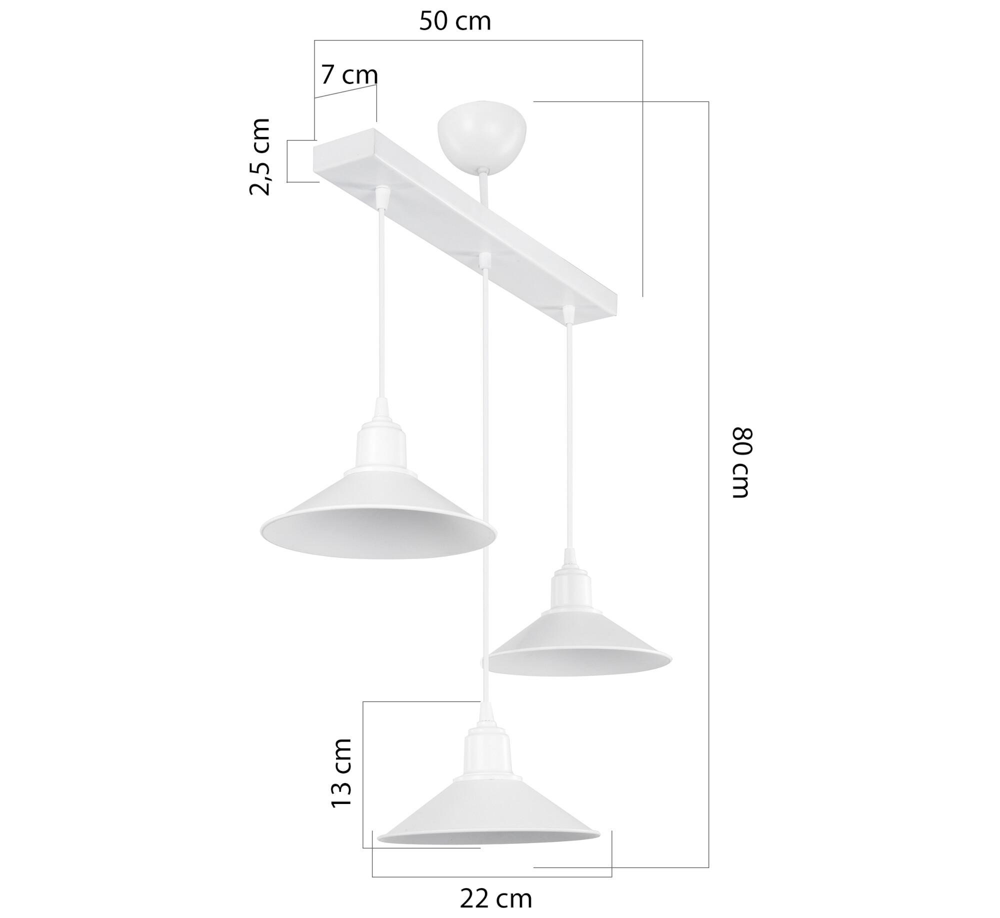 Suspension Darlington En Plastique Hauteur 80 Cm 3 X E27 Blanc Lux Pro