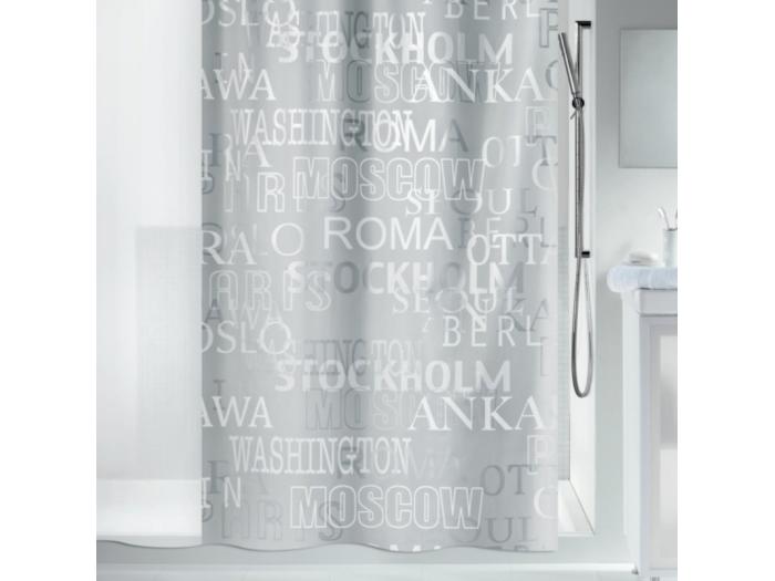 Rideau De Douche PEVA CITIES 180x200cm Argent Spirella