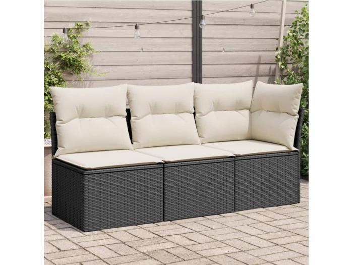 Gartensofa Mit Sitzer Kissen Schwarzes Kunstharzgeflecht