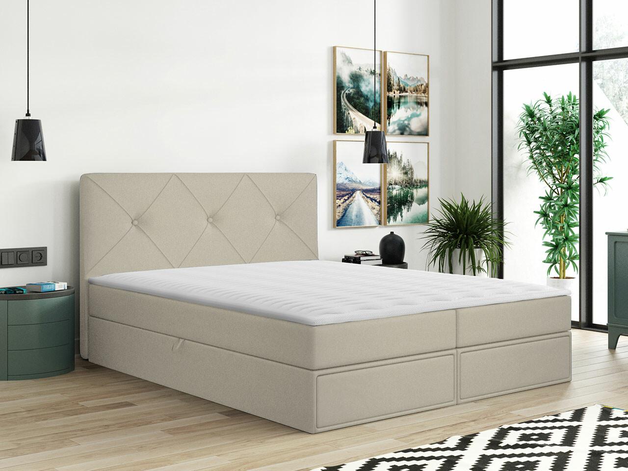 Cama Continental Granbury Duplo Castanho Claro Tecido