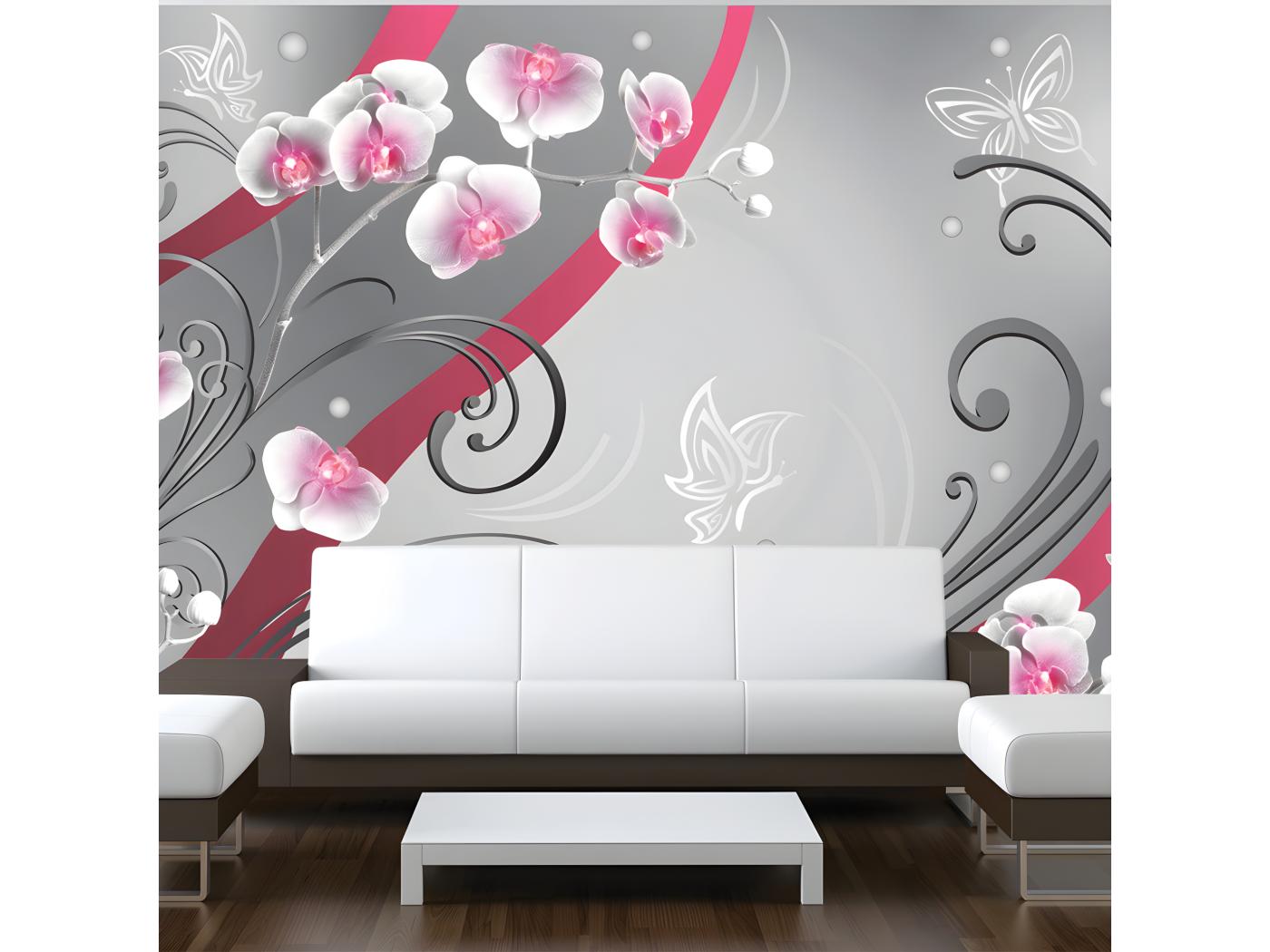 Papier Peint Intiss Fonds Et Dessins Pink Orchids Variation Taille