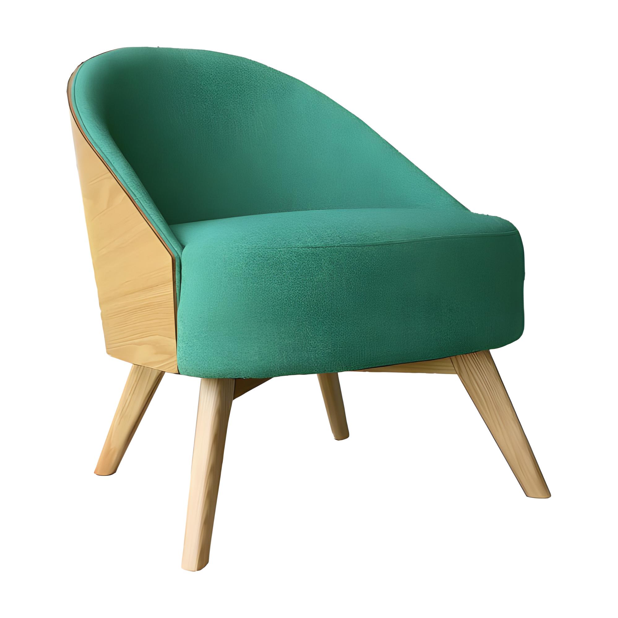 UMEA Fauteuil Scandinave En Tissu Vert Et Bois