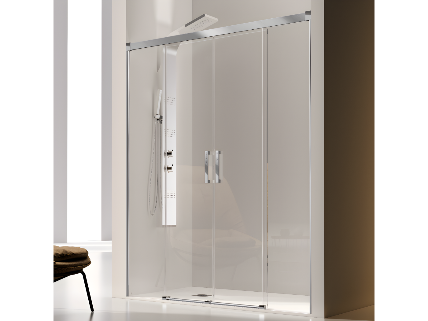 Paroi de douche 2 verres fixes 2 portes coulissantes GLASÉ 180 cm